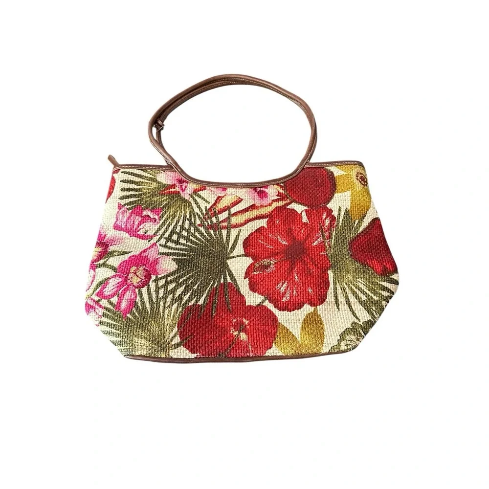 NEW frankie & johnnie floral beaded should bag‎ purse woven